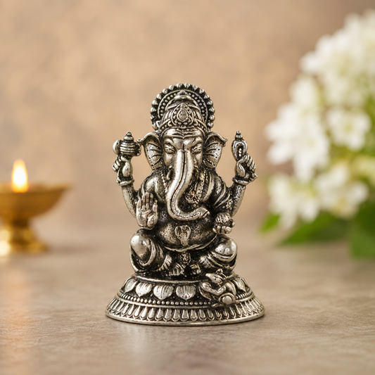 Brass Ganesha Idol – 1 Inch Mini Lord Ganesha Statue