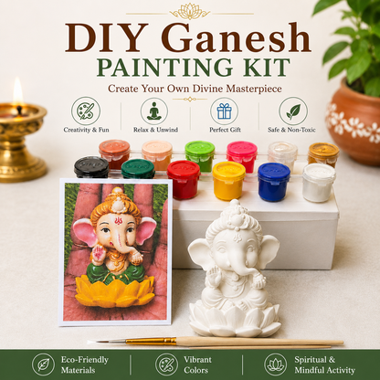 Ganesh Idol Painting Kit – DIY Acrylic Paint Set with Idol, Paints & Brush