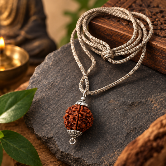 5 Mukhi Rudraksha Pendant Necklace (Adjustable Cord)