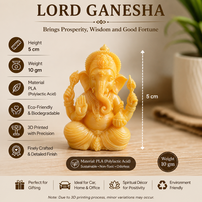 Mini Lord Ganesha Idol – 5 cm PLA Statue (10 g)