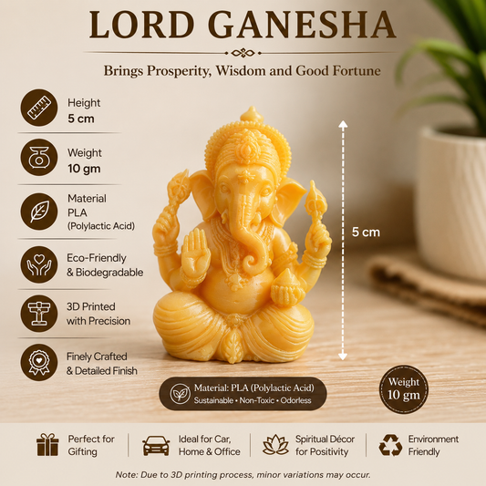 Mini Lord Ganesha Idol – 5 cm PLA Statue (10 g)